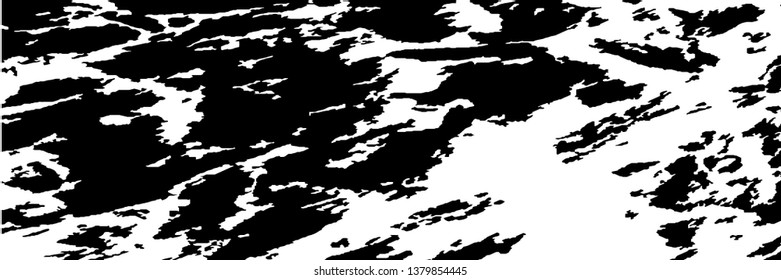 Monochrome Grunge Background. Abstract Black and White Texture with Scratched Lines, Spots and Blobs for Web Applications, Banner, Card. Vintage Rough Halftone Background with Different Elements.