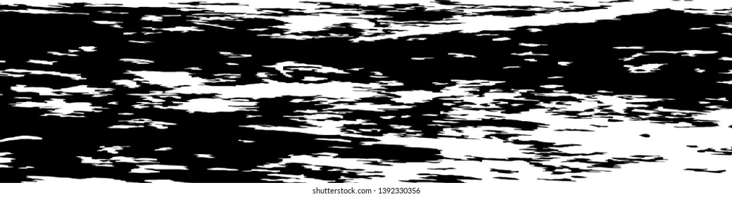 Monochrome Grunge Background. Abstract Black and White Texture with Scratched Lines, Spots and Blobs for Print, Card, Banner. Modern Rough Halftone Background with Different Elements.