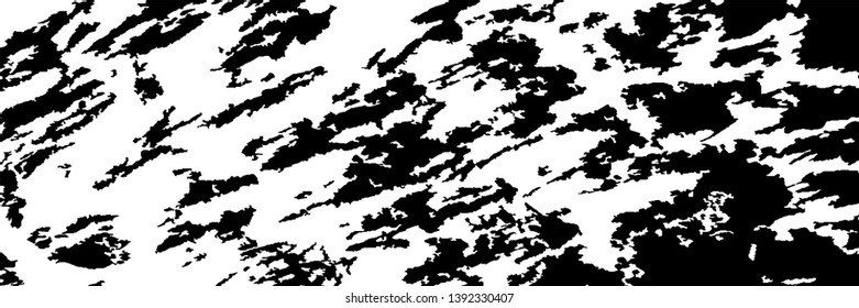 Monochrome Grunge Background. Abstract Black and White Texture with Scratched Lines, Spots and Blobs for Banner, Card, Wallpaper. Retro Rough Halftone Pattern with Different Elements.