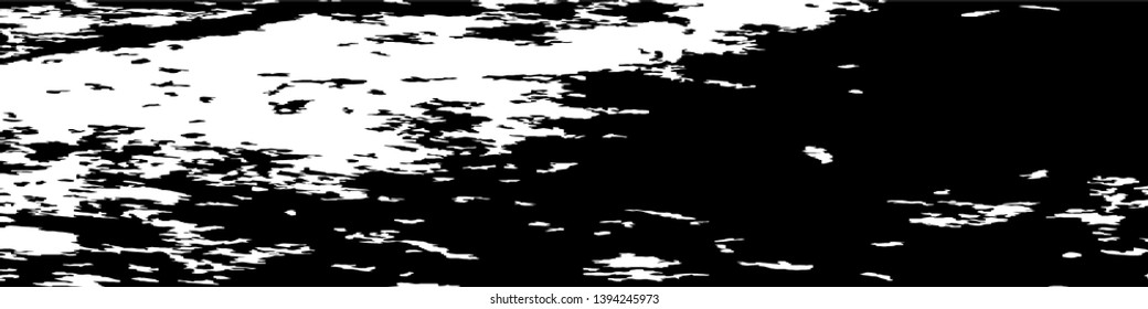 Monochrome Grunge Background. Abstract Black and White Texture with Scratched Lines, Spots and Blobs for Wallpaper, Print, Card. Trendy Rough Halftone Pattern with Different Elements.