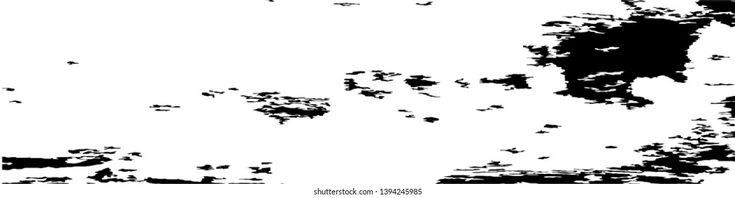 Monochrome Grunge Background. Abstract Black and White Texture with Scratched Lines, Spots and Blobs for Web Applications, Banner, Card. Vintage Rough Halftone Pattern with Different Elements.