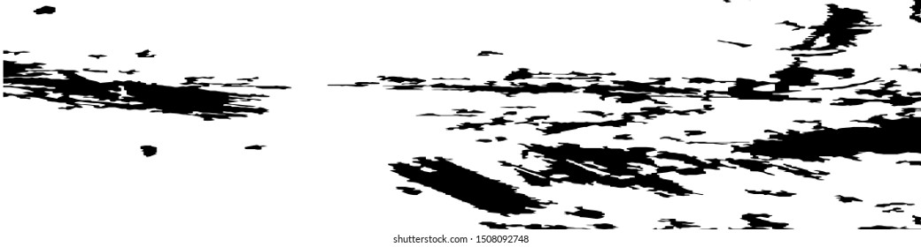 Monochrome Grunge Background. Abstract Black and White Texture with Scratched Lines, Spots and Blobs for Print, Card, Banner. Retro Rough Halftone Pattern with Different Elements.