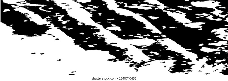 Monochrome Grunge Background. Abstract Black and White Texture with Scratched Lines, Spots and Blobs for Web Applications, Wallpaper, Print. Modern Rough Halftone Background with Different Elements.