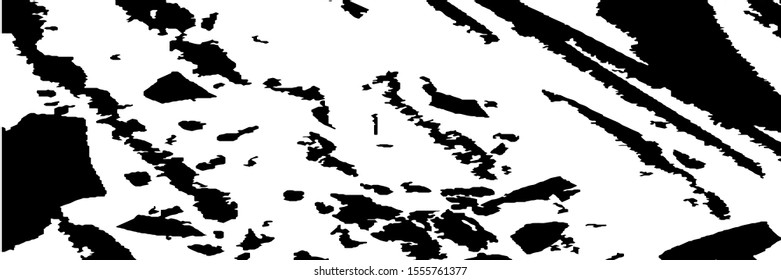 Monochrome Grunge Background. Abstract Black and White Texture with Scratched Lines, Spots and Blobs for Wallpaper, Print, Card. Vintage Rough Halftone Background with Different Elements.