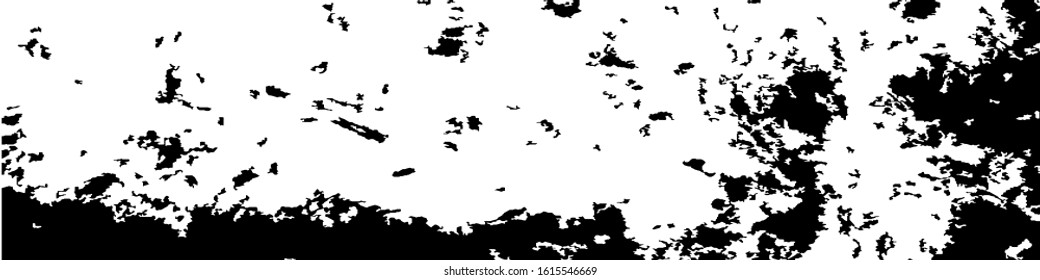 Monochrome Grunge Background. Abstract Black and White Texture with Scratched Lines, Spots and Blobs for Card, Print, Mobile Applications. Modern Rough Halftone Background with Different Elements.
