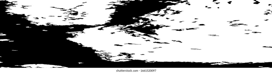 Monochrome Grunge Background. Abstract Black and White Texture with Scratched Lines, Spots and Blobs for Web Applications, Wallpaper, Print. Trendy Rough Halftone Background with Different Elements.