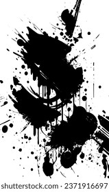 Monochrome Grunge Background. Abstract Black and White Texture with Scratched Lines, Spots and Blobs. Trendy Vector Halftone Texture, Monochrome Grunge Pattern for your Design or background