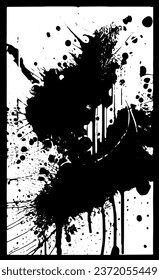 Monochrome Grunge Background. Abstract Black and White Texture with Scratched Lines, Spots and Blobs. Trendy Vector Halftone Texture, Monochrome Grunge Pattern for your Design or background