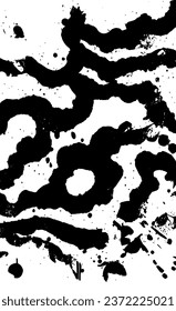 Fondo ondulado monocromo. Resumen de texturas en blanco y negro con líneas rasgadas, puntos y manchas. Textura de semitono vectorial de moda, patrón de grifo monocromo para su diseño o fondo