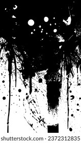 Monochrome Grunge Background. Abstract Black and White Texture with Scratched Lines, Spots and Blobs. Trendy Vector Halftone Texture, Monochrome Grunge Pattern for your Design or background