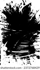 Monochrome Grunge Background. Abstract Black and White Texture with Scratched Lines, Spots and Blobs. Trendy Vector Halftone Texture, Monochrome Grunge Pattern for your Design or background
