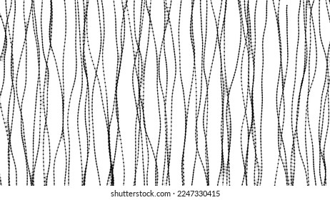Monochrome grunge black and white lines. Spotted halftone waves wallpaper. Visualization of big data. Hacked code. Vector illustration. - Shutterstock ID 2247330415