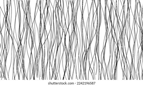 Monochrome grunge black and white matrix. Spotted halftone lines of dots. Visualization of big data. Hacked code. Vector illustration.