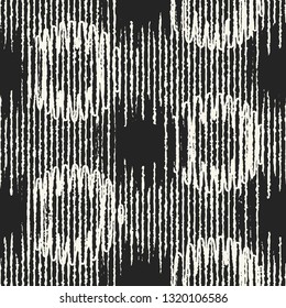 Monochrome Grunge Dots Variegated Graphic Motif. Seamless Pattern.