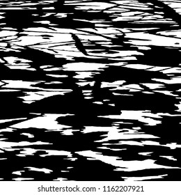 Monochrome Grunge Pattern. Abstract Black and White Texture with Scratched Lines, Spots and Blobs for Banner, Card, Wallpaper. Retro Rough Halftone Background with Different Elements.