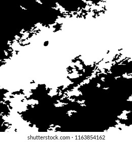Monochrome Grunge Pattern. Abstract Black and White Texture with Scratched Lines, Spots and Blobs for Banner, Card, Wallpaper. Modern Rough Halftone Pattern with Different Elements.