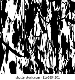 Monochrome Grunge Pattern. Abstract Black and White Texture with Scratched Lines, Spots and Blobs for Banner, Card, Wallpaper. Retro Rough Halftone Pattern with Different Elements.