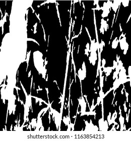 Monochrome Grunge Pattern. Abstract Black and White Texture with Scratched Lines, Spots and Blobs for Web Applications, Banner, Card. Vintage Rough Halftone Pattern with Different Elements.
