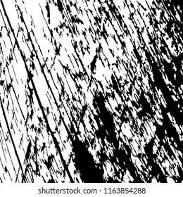 Monochrome Grunge Pattern. Abstract Black and White Texture with Scratched Lines, Spots and Blobs for Banner, Card, Wallpaper. Vintage Rough Halftone Background with Different Elements.