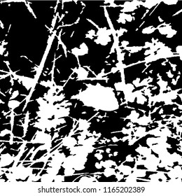 Monochrome Grunge Pattern. Abstract Black and White Texture with Scratched Lines, Spots and Blobs for Wallpaper, Print, Card. Modern Rough Halftone Pattern with Different Elements.