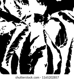 Monochrome Grunge Pattern. Abstract Black and White Texture with Scratched Lines, Spots and Blobs for Print, Card, Banner. Modern Rough Halftone Background with Different Elements.