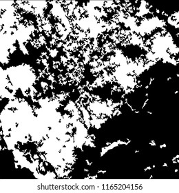 Monochrome Grunge Pattern. Abstract Black and White Texture with Scratched Lines, Spots and Blobs for Print, Card, Banner. Retro Rough Halftone Background with Different Elements.