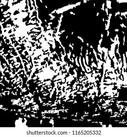 Monochrome Grunge Pattern. Abstract Black and White Texture with Scratched Lines, Spots and Blobs for Web Applications, Wallpaper, Print. Modern Rough Halftone Pattern with Different Elements.