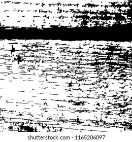 Monochrome Grunge Pattern. Abstract Black and White Texture with Scratched Lines, Spots and Blobs for Banner, Card, Wallpaper. Retro Rough Halftone Pattern with Different Elements.