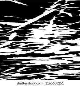 Monochrome Grunge Pattern. Abstract Black and White Texture with Scratched Lines, Spots and Blobs for Web Applications, Banner, Card. Modern Rough Halftone Background with Different Elements.