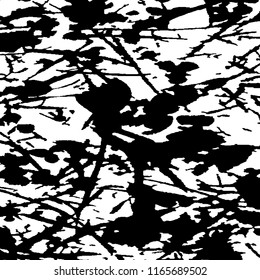 Monochrome Grunge Pattern. Abstract Black and White Texture with Scratched Lines, Spots and Blobs for Banner, Card, Wallpaper Vintage Rough Halftone Pattern with Different Elements.