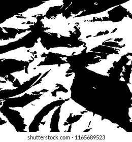 Monochrome Grunge Pattern. Abstract Black and White Texture with Scratched Lines, Spots and Blobs for Banner, Card, Wallpaper. Trendy Rough Halftone Pattern with Different Elements.