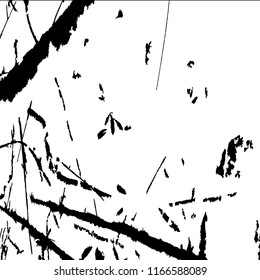 Monochrome Grunge Pattern. Abstract Black and White Texture with Scratched Lines, Spots and Blobs for Card, Print, Mobile Applications. Trendy Rough Halftone Background with Different Elements.