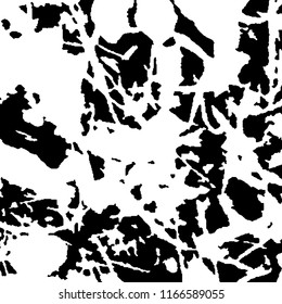 Monochrome Grunge Pattern. Abstract Black and White Texture with Scratched Lines, Spots and Blobs for Banner, Card, Wallpaper. Trendy Rough Halftone Pattern with Different Elements.