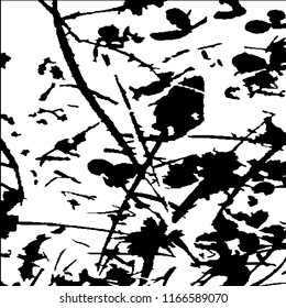 Monochrome Grunge Pattern. Abstract Black and White Texture with Scratched Lines, Spots and Blobs for Card, Print, Mobile Applications. Retro Rough Halftone Background with Different Elements.