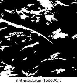 Monochrome Grunge Pattern. Abstract Black and White Texture with Scratched Lines, Spots and Blobs for Web Applications, Wallpaper, Print. Modern Rough Halftone Background with Different Elements.