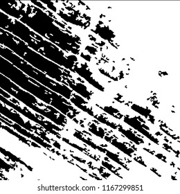 Monochrome Grunge Pattern. Abstract Black and White Texture with Scratched Lines, Spots and Blobs for Print, Card, Banner. Trendy Rough Halftone Background with Different Elements.
