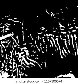 Monochrome Grunge Pattern. Abstract Black and White Texture with Scratched Lines, Spots and Blobs for Print, Card, Banner. Vintage Rough Halftone Background with Different Elements.