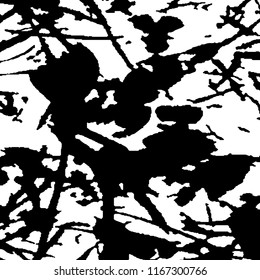 Monochrome Grunge Pattern. Abstract Black and White Texture with Scratched Lines, Spots and Blobs for Banner, Card, Wallpaper. Vintage Rough Halftone Background with Different Elements.