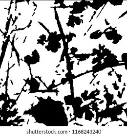 Monochrome Grunge Pattern. Abstract Black and White Texture with Scratched Lines, Spots and Blobs for Print, Card, Banner. Trendy Rough Halftone Background with Different Elements.