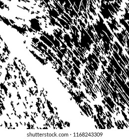 Monochrome Grunge Pattern. Abstract Black and White Texture with Scratched Lines, Spots and Blobs for Wallpaper, Print, Card. Retro Rough Halftone Background with Different Elements.