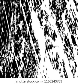 Monochrome Grunge Pattern. Abstract Black and White Texture with Scratched Lines, Spots and Blobs for Web Applications, Wallpaper, Print. Trendy Rough Halftone Pattern with Different Elements.