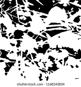 Monochrome Grunge Pattern. Abstract Black and White Texture with Scratched Lines, Spots and Blobs for Web Applications, Banner, Card. Vintage Rough Halftone Background with Different Elements.