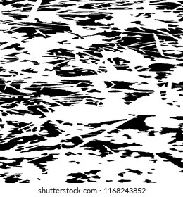 Monochrome Grunge Pattern. Abstract Black and White Texture with Scratched Lines, Spots and Blobs for Card, Print, Mobile Applications. Trendy Rough Halftone Pattern with Different Elements.