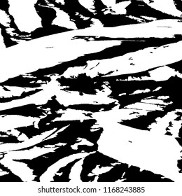 Monochrome Grunge Pattern. Abstract Black and White Texture with Scratched Lines, Spots and Blobs for Banner, Card, Wallpaper. Trendy Rough Halftone Pattern with Different Elements.