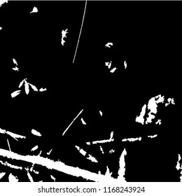 Monochrome Grunge Pattern. Abstract Black and White Texture with Scratched Lines, Spots and Blobs for Banner, Card, Wallpaper. Modern Rough Halftone Background with Different Elements.