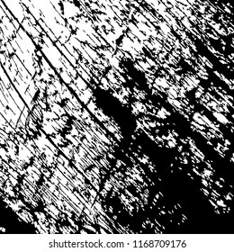 Monochrome Grunge Pattern. Abstract Black and White Texture with Scratched Lines, Spots and Blobs for Web Applications, Wallpaper, Print. Retro Rough Halftone Background with Different Elements.