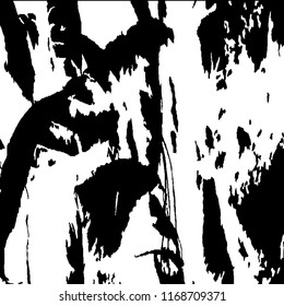 Monochrome Grunge Pattern. Abstract Black and White Texture with Scratched Lines, Spots and Blobs for Wallpaper, Print, Card. Retro Rough Halftone Background with Different Elements.