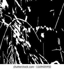 Monochrome Grunge Pattern. Abstract Black and White Texture with Scratched Lines, Spots and Blobs for Web Applications, Wallpaper, Print. Modern Rough Halftone Background with Different Elements.