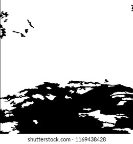 Monochrome Grunge Pattern. Abstract Black and White Texture with Scratched Lines, Spots and Blobs for Card, Print, Mobile Applications. Trendy Rough Halftone Background with Different Elements.