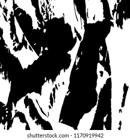 Monochrome Grunge Pattern. Abstract Black and White Texture with Scratched Lines, Spots and Blobs for Web Applications, Banner, Card. Retro Rough Halftone Background with Different Elements.